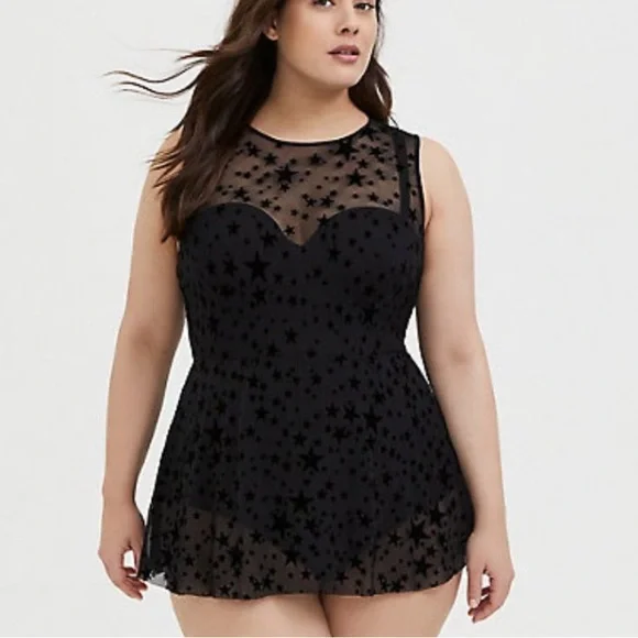 Women's Black Star Mesh swimsuit torrid 0 nwt - Picture 7 of 13